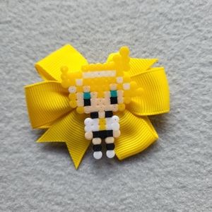 Handmade Vocaloid Len Perler Beads Charm Bow Hair Clip